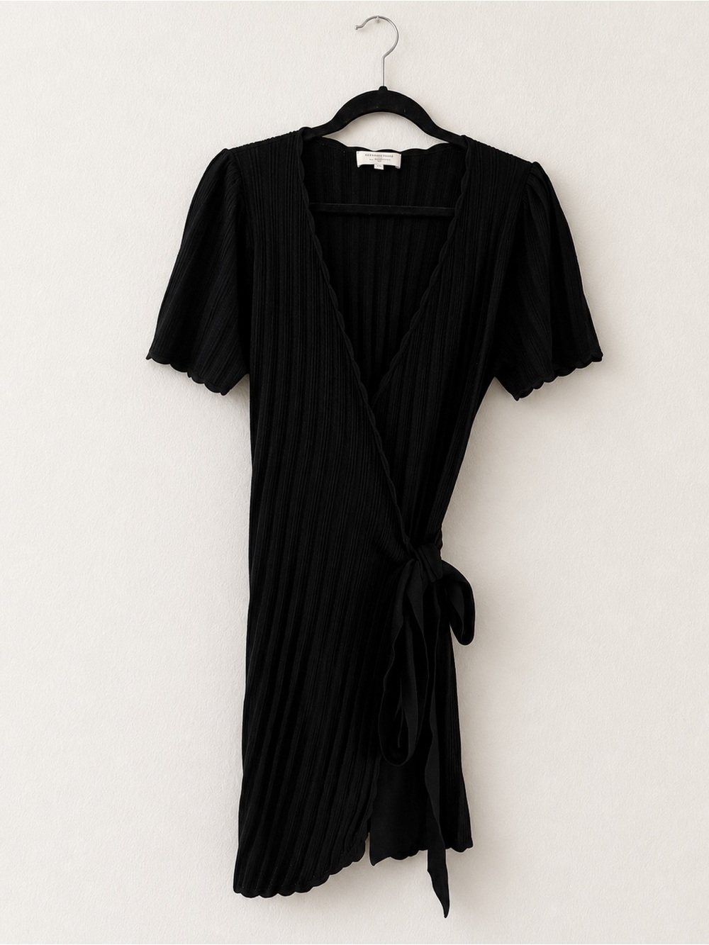 SEZANE Luisa Dress Robe Wrap Scalloped Knit Sweater in Black Size Medium - Picture 6 of 12